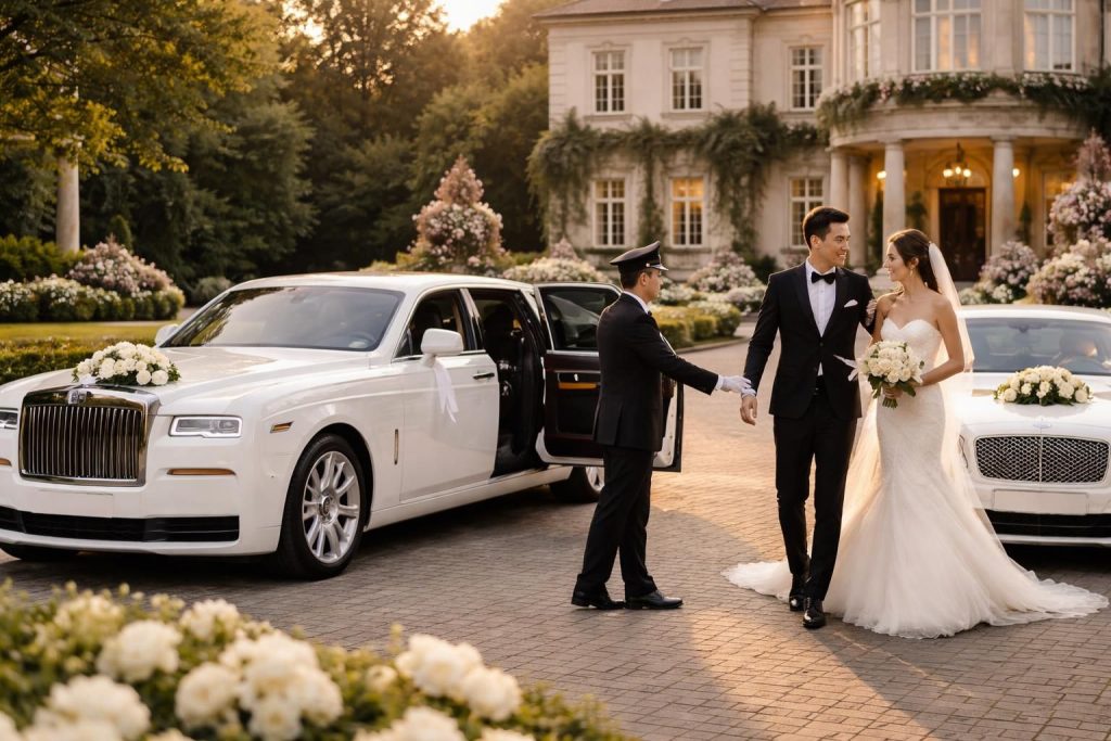 offrez une expérience de luxe inoubliable pour votre mariage avec nos services de chauffeur premium, utilisant des rolls-royce phantom et bentley continental gt, alliant élégance et confort.